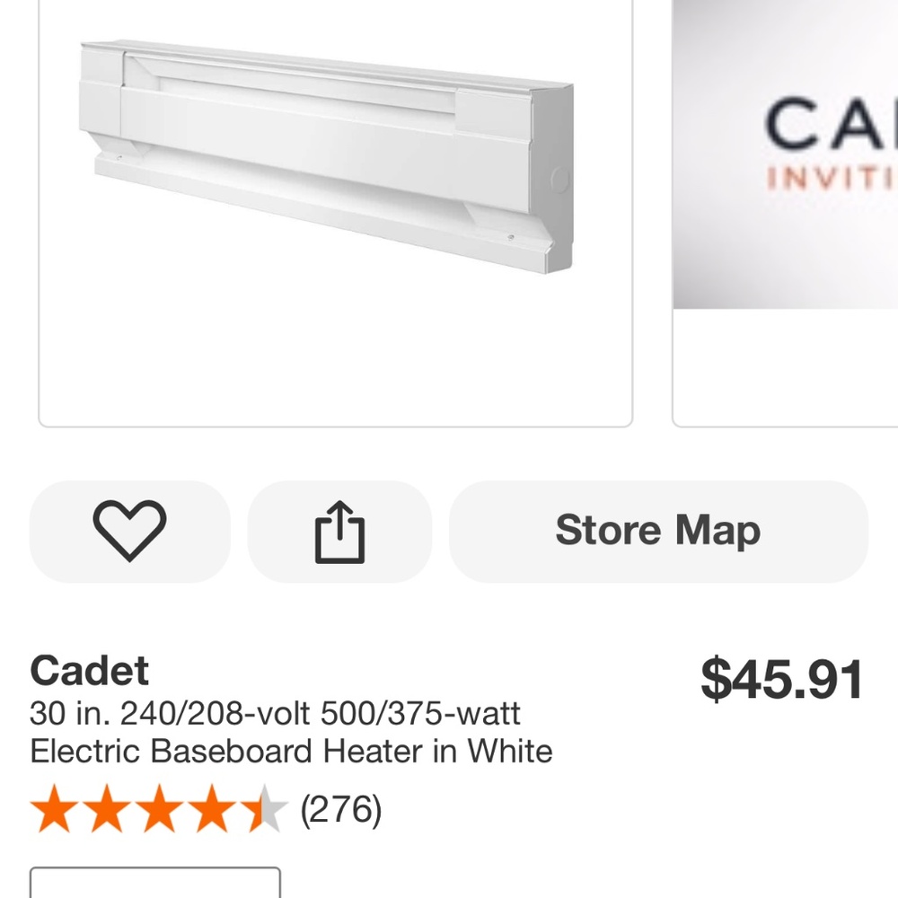 Cadet Baseboard heater